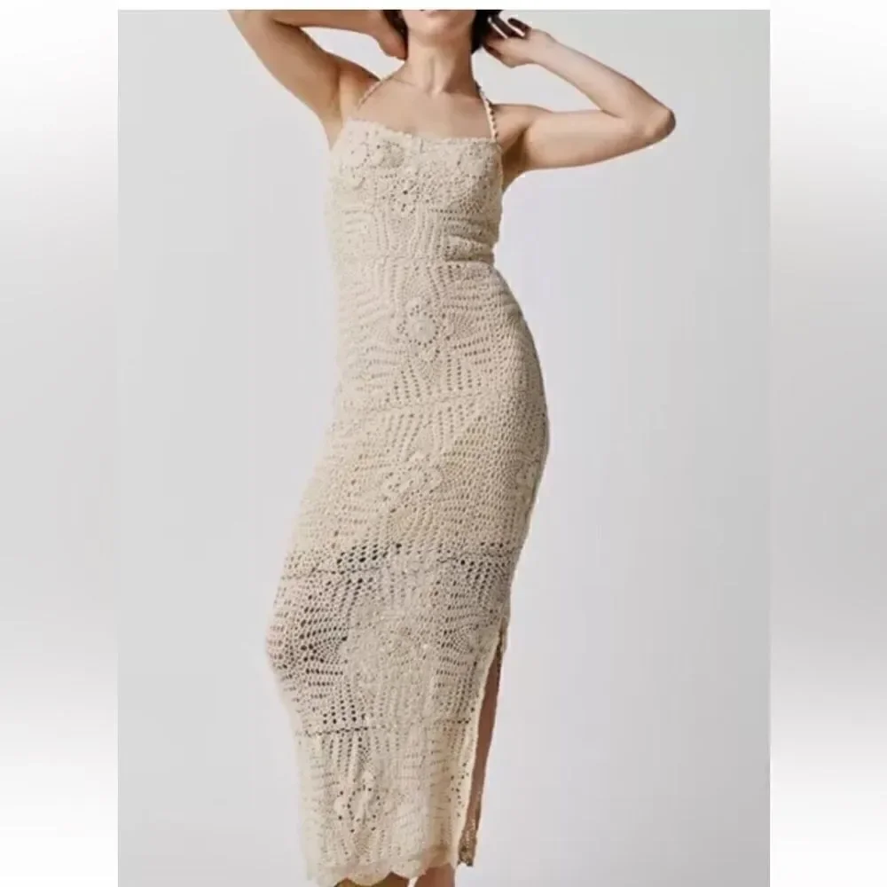 Free People Dahlia Crochet Halter Maxi  Dress/ size S/P